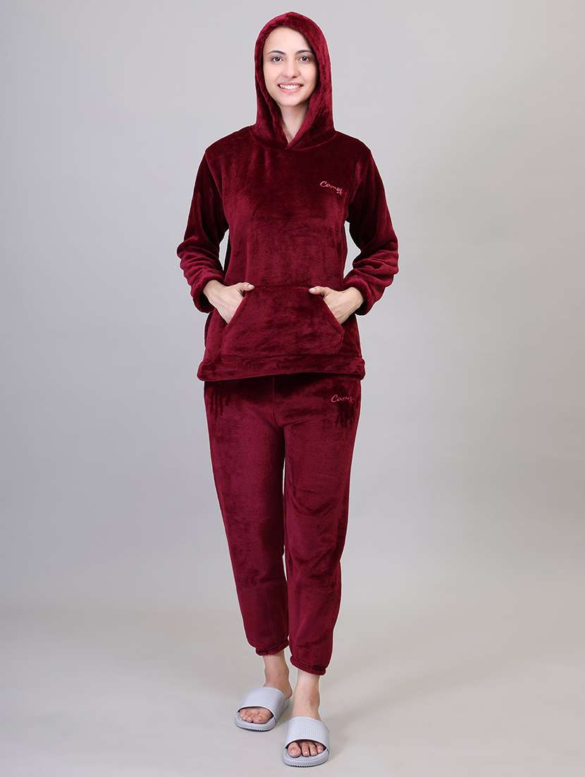 women maroon wool pyjama set - 21391977 -  Standard Image - 4