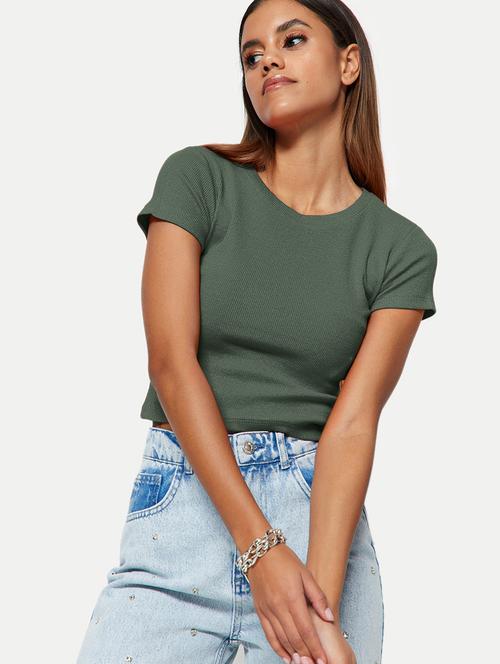 women green cotton regular top - 21392140 - Standard Image - 0