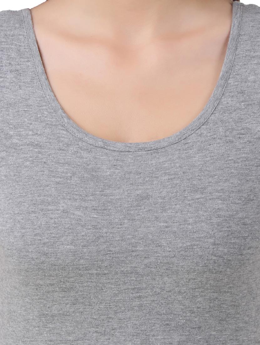 women grey melange cotton tank top - 21392285 - Standard Image - 4