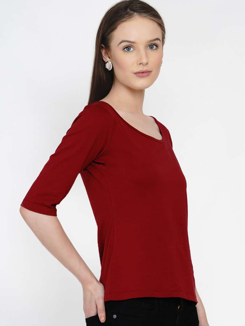 maroon cotton regular top - 21392298 -  Standard Image - 1
