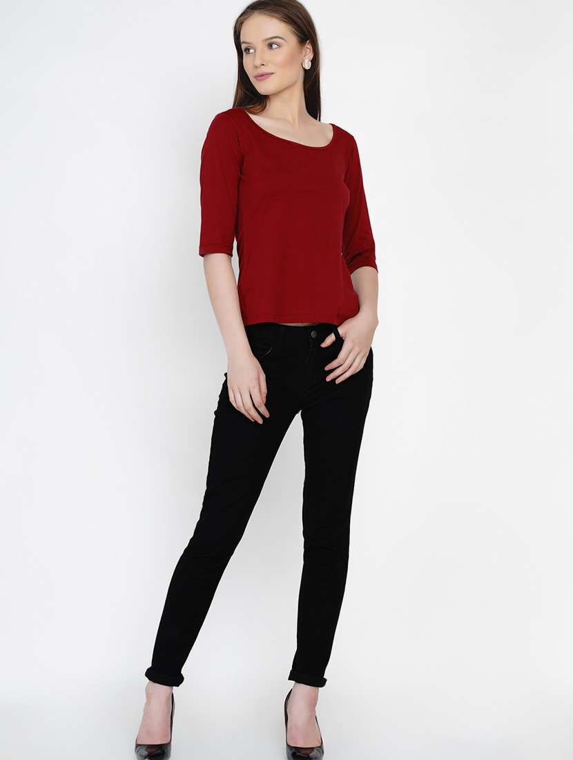 maroon cotton regular top - 21392298 -  Standard Image - 4