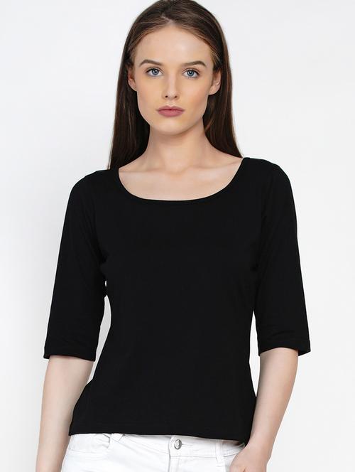 black cotton regular top - 21392300 -  Standard Image - 0