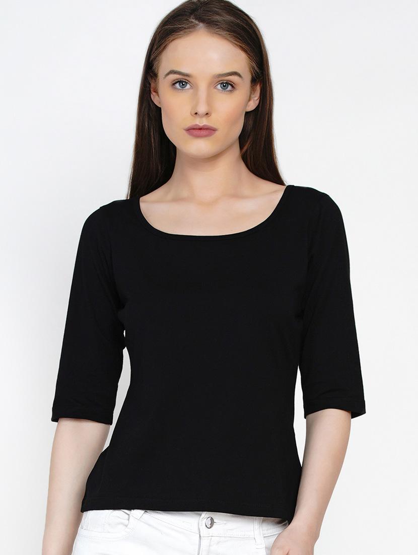 black cotton regular top - 21392300 -  Zoom Image - 0