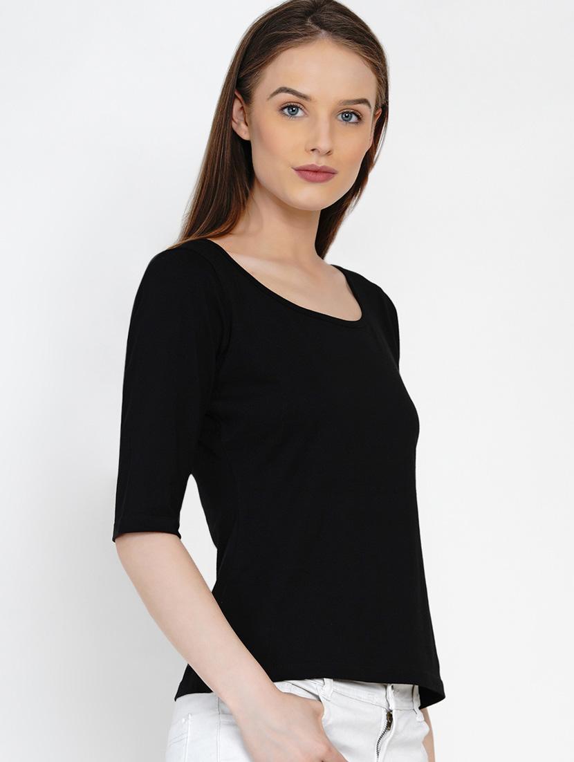 black cotton regular top - 21392300 -  Standard Image - 1