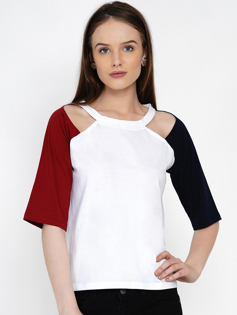 multicolored color block regular top - 21392302 -  Zoom Image - 0
