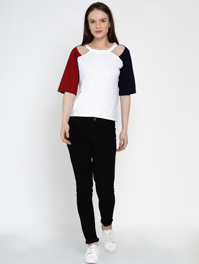 multicolored color block regular top - 21392302 - Standard Image - 4