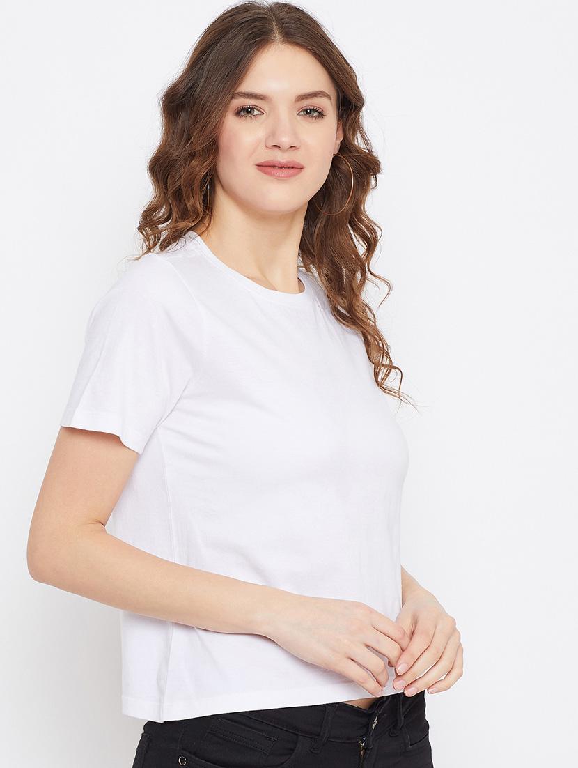 women white round neck solids top - 21392303 - Standard Image - 1