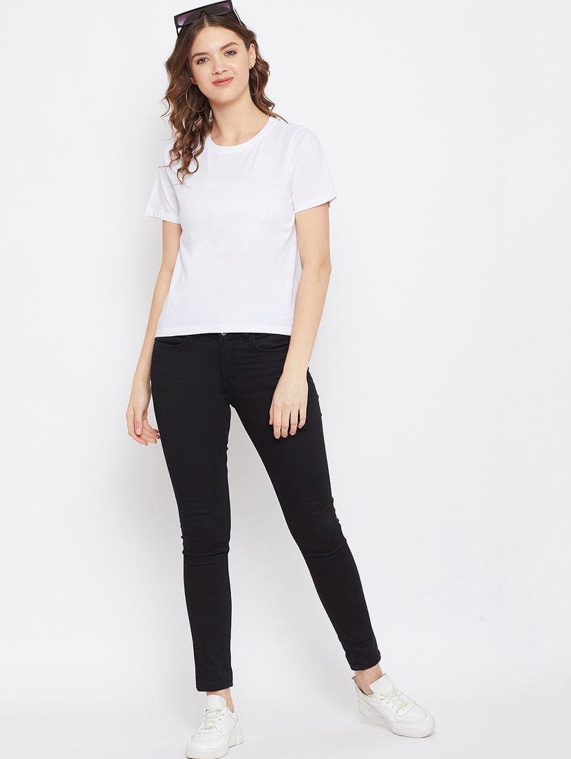 women white round neck solids top - 21392303 - Standard Image - 4