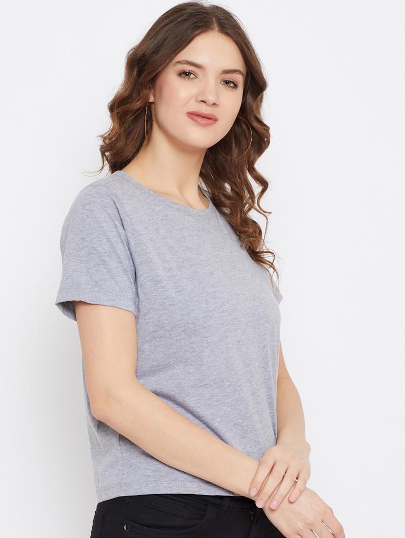 women grey round neck solids top - 21392304 -  Standard Image - 1