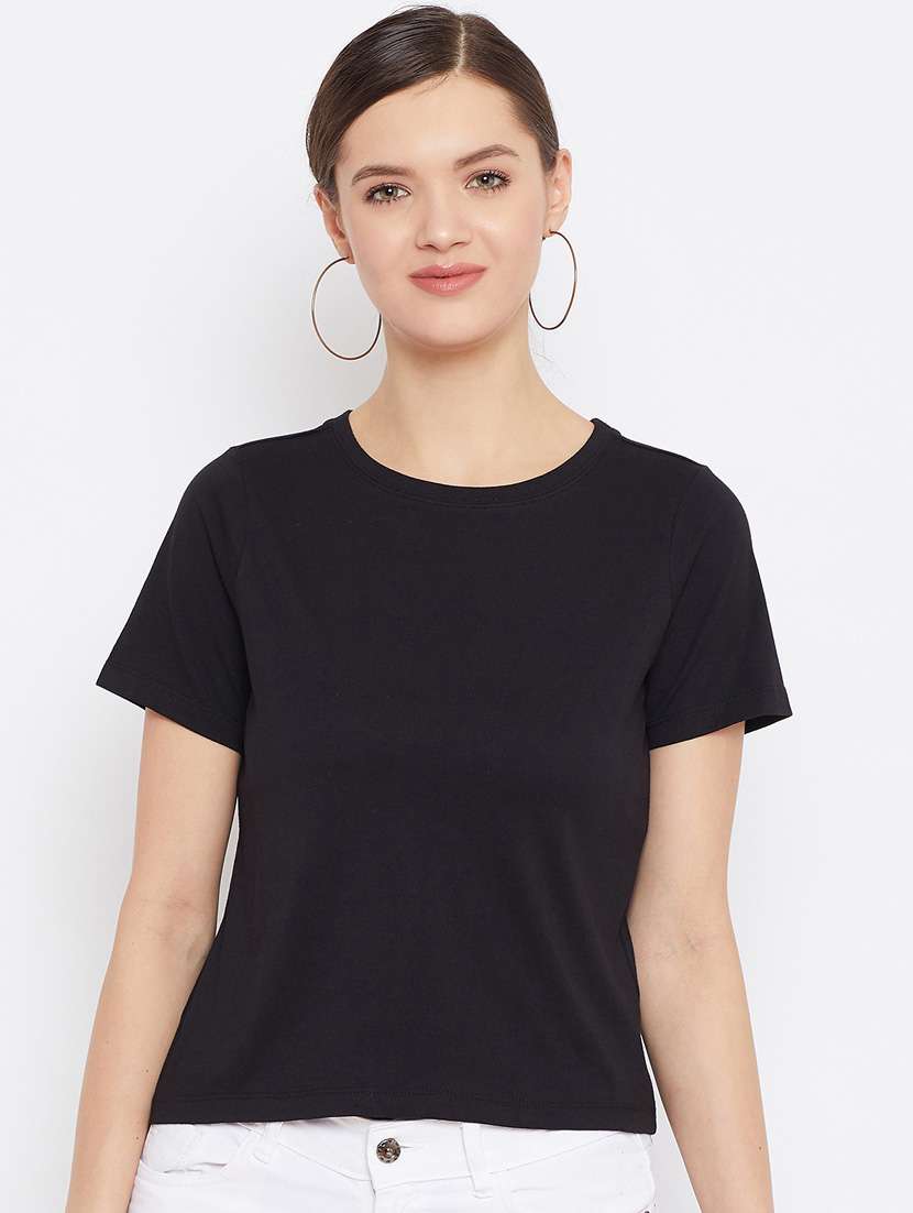 women black cotton regular top