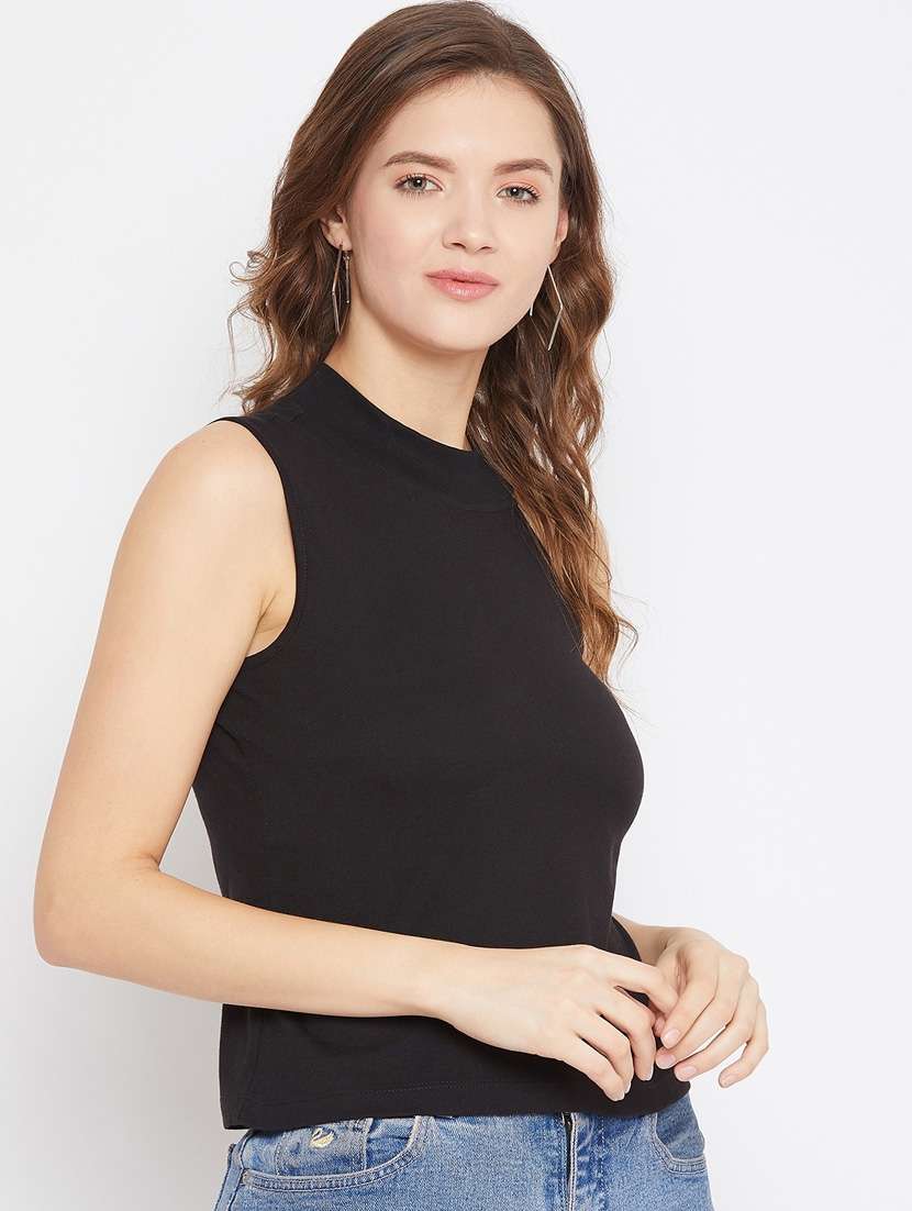 women black solids sleeveless top - 21392312 -  Standard Image - 1
