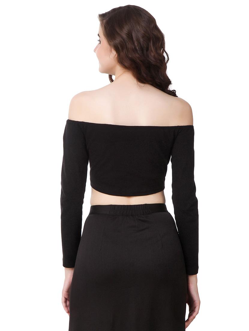 women black cotton crop top - 21392315 - Standard Image - 1