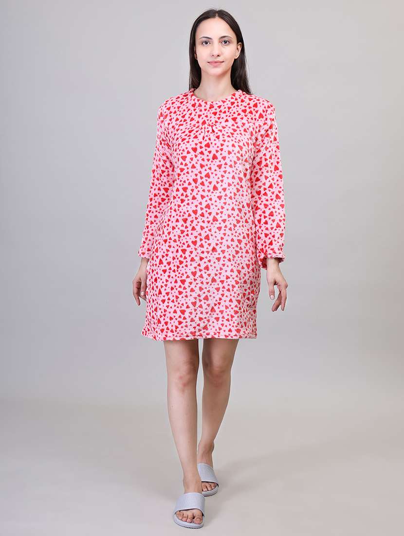 women pink printed sleepshirt