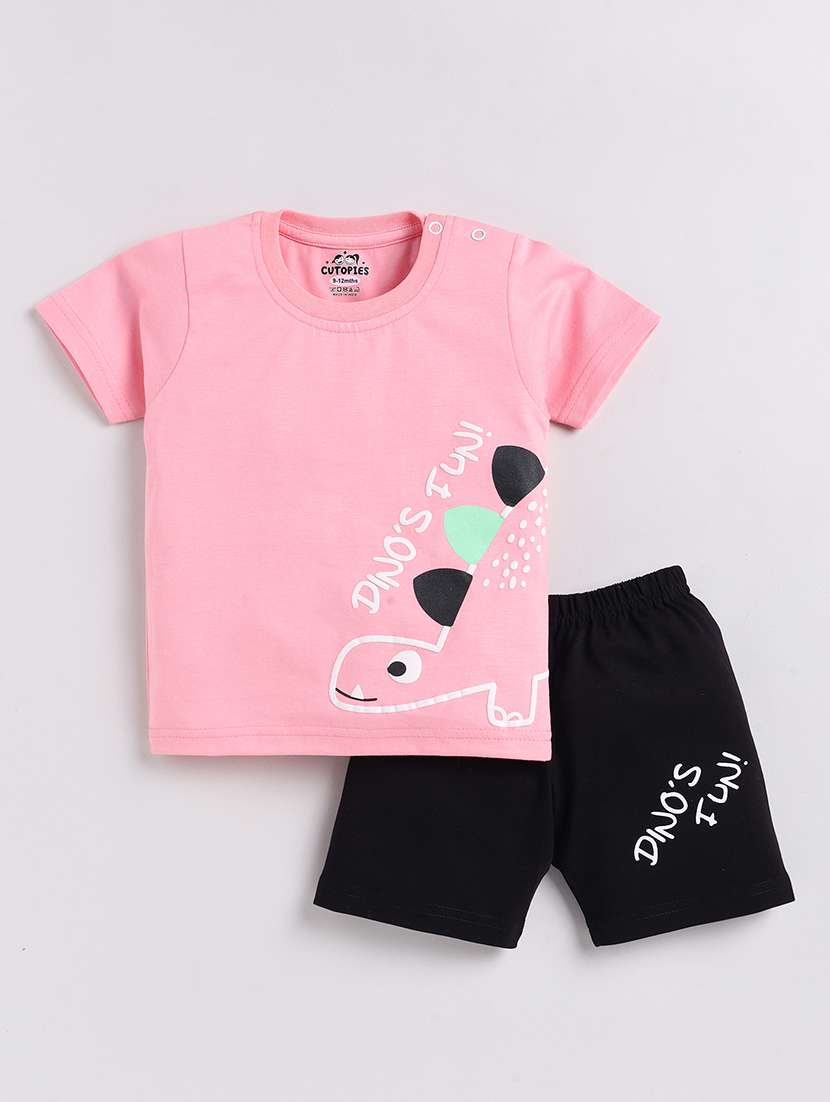 boys printed cotton shorts  twin set