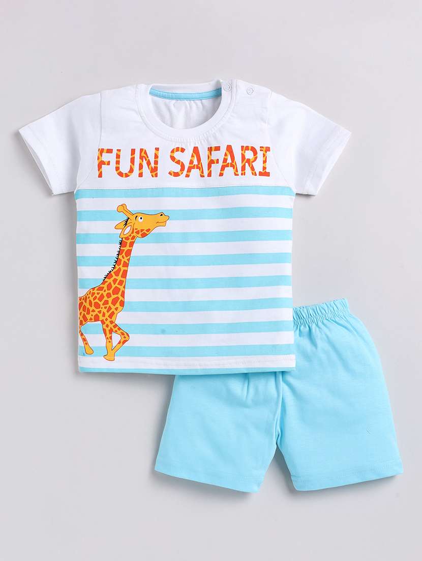 boys printed cotton shorts  twin set