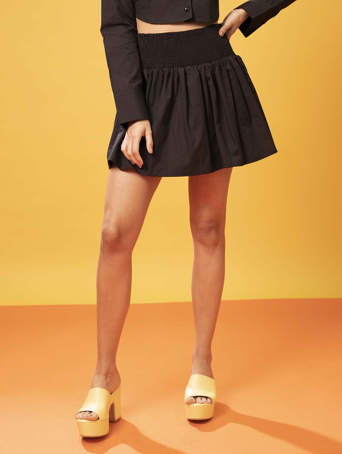 women solid mid rise flared skirt - 21393213 -  Standard Image - 1