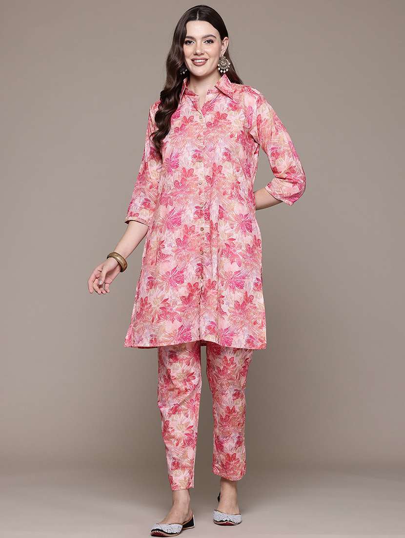 women shirt collar printed co-ord set - 21393226 - Standard Image - 1