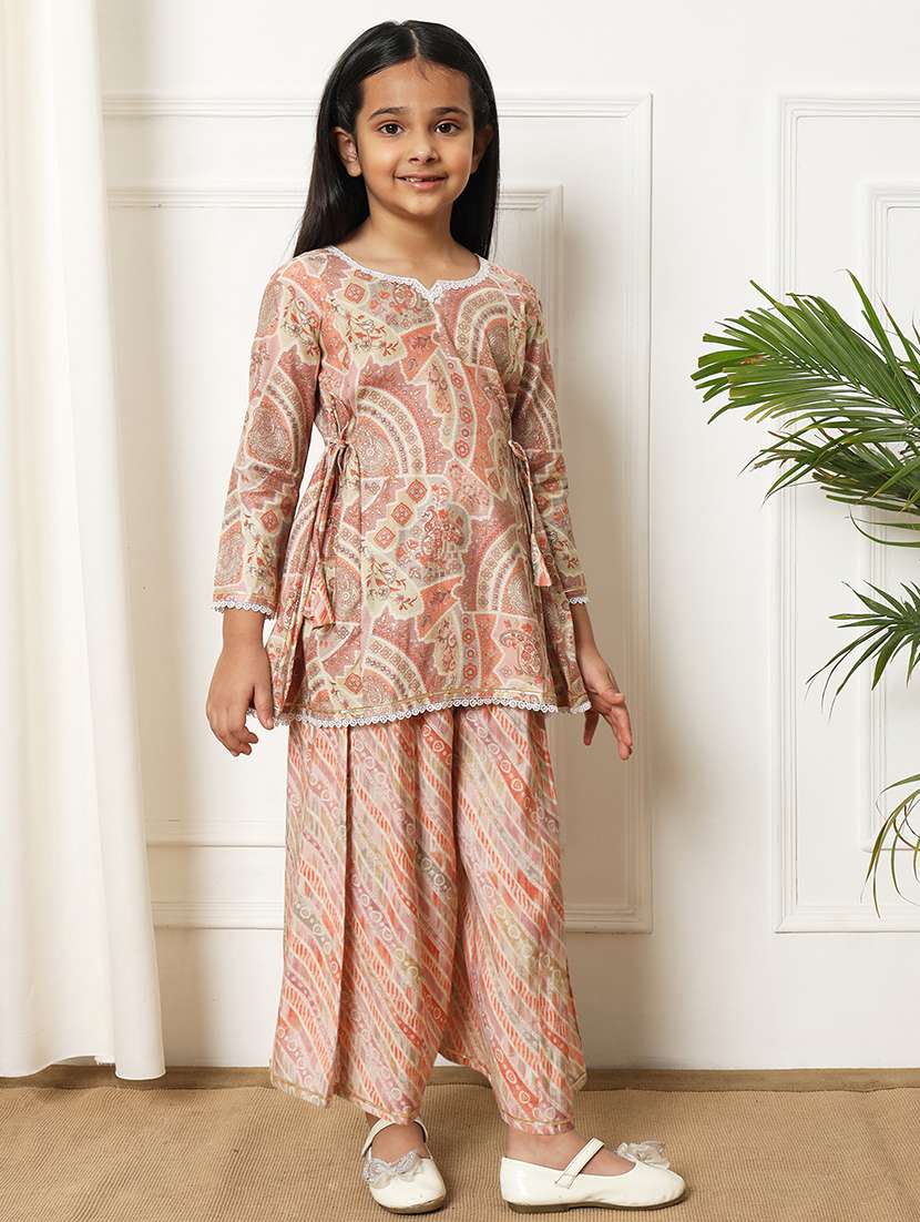 girls printed kurta palazzo set  - 21393238 -  Standard Image - 1
