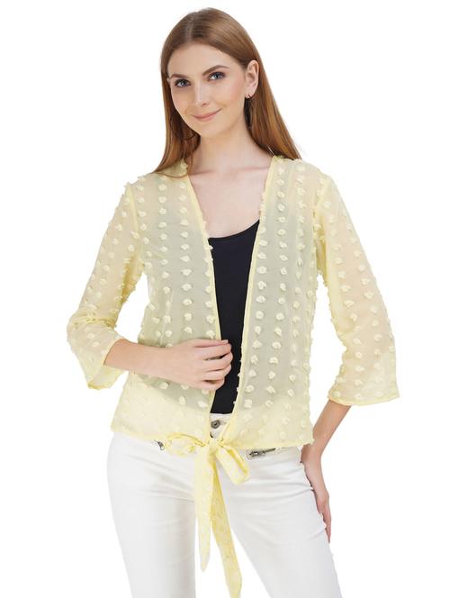 women yellow self-designed regular shrug - 21393245 - Standard Image - 0