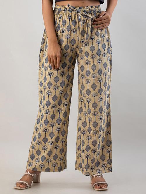 women printed mid rise flared palazzo - 21393255 - Standard Image - 0