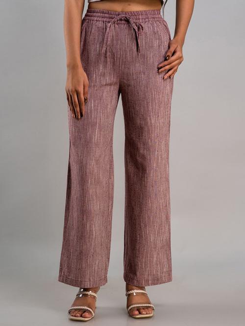 women purple cotton blend palazzo - 21393269 - Standard Image - 0