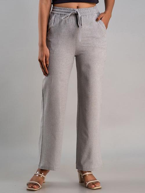 women grey cotton blend palazzo - 21393273 - Standard Image - 0