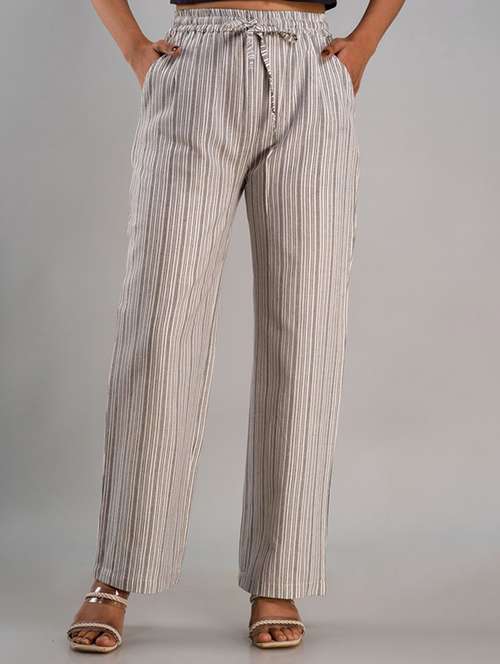 women white cotton blend palazzo - 21393276 - Standard Image - 0