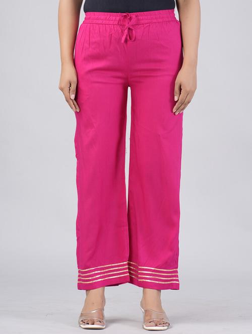 women pink viscose palazzo - 21393280 - Standard Image - 0
