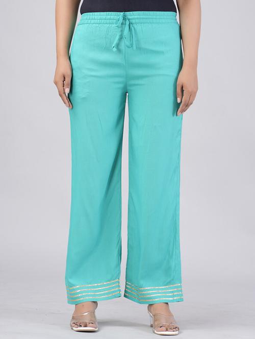 women light blue viscose palazzo - 21393281 -  Standard Image - 0