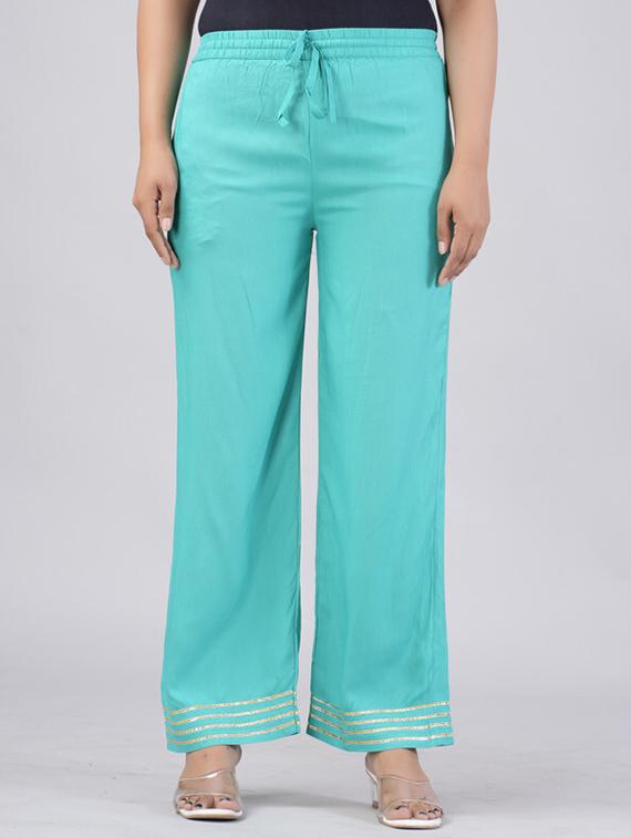 women light blue viscose palazzo - 21393281 -  Zoom Image - 0