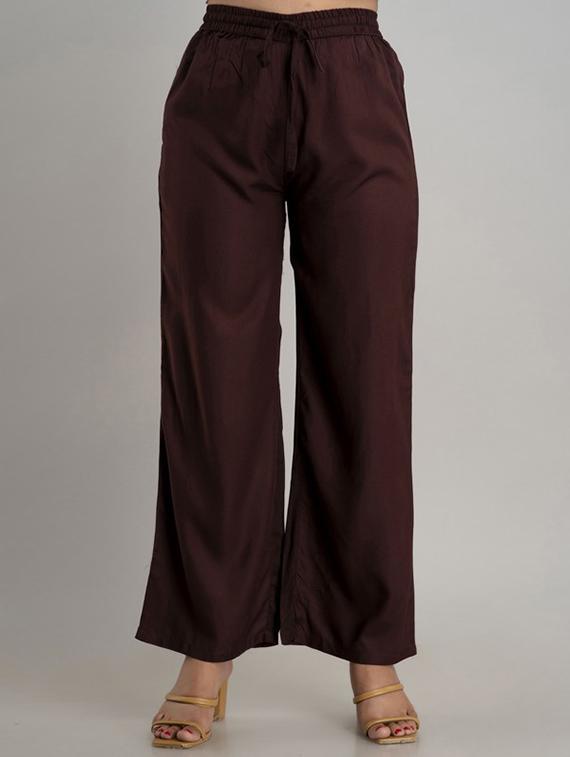 women solid mid rise palazzo - 21393285 -  Zoom Image - 0