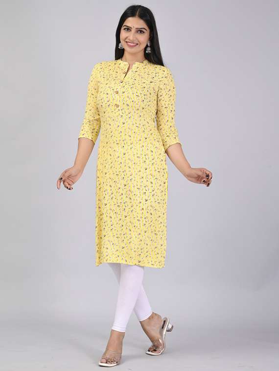 women three quarter sleeve straight kurta - 21393329 - Standard Image - 1