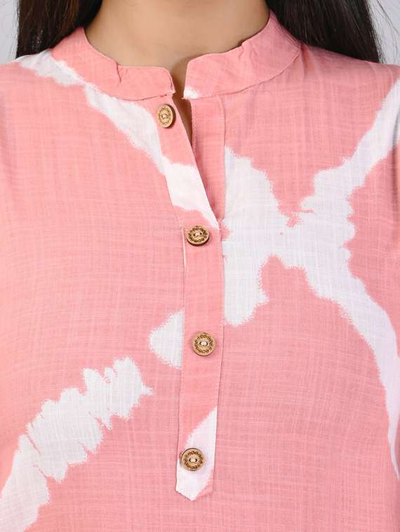 pink tie & dye straight kurta - 21393336 - Standard Image - 4