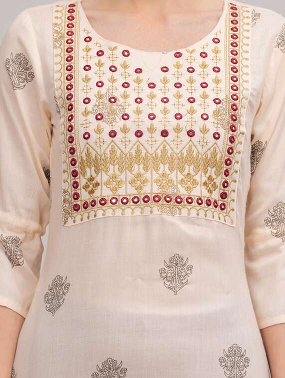 women beige kurta sharara set with dupatta - 21393435 - Standard Image - 4