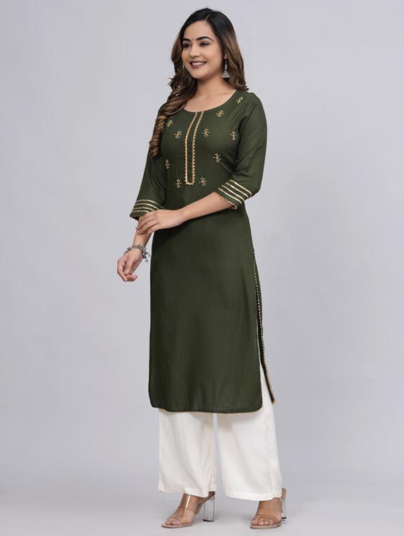 green kurta palazzo set - 21393475 - Standard Image - 1