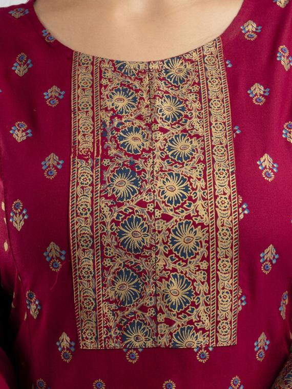 women maroon kurta pant set - 21393487 - Standard Image - 4