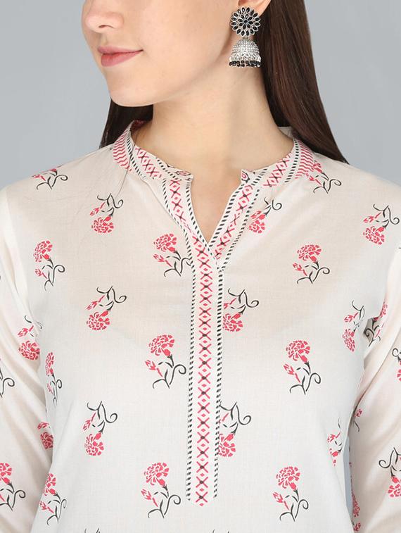 white floral printed kurta pant set - 21393505 - Standard Image - 4