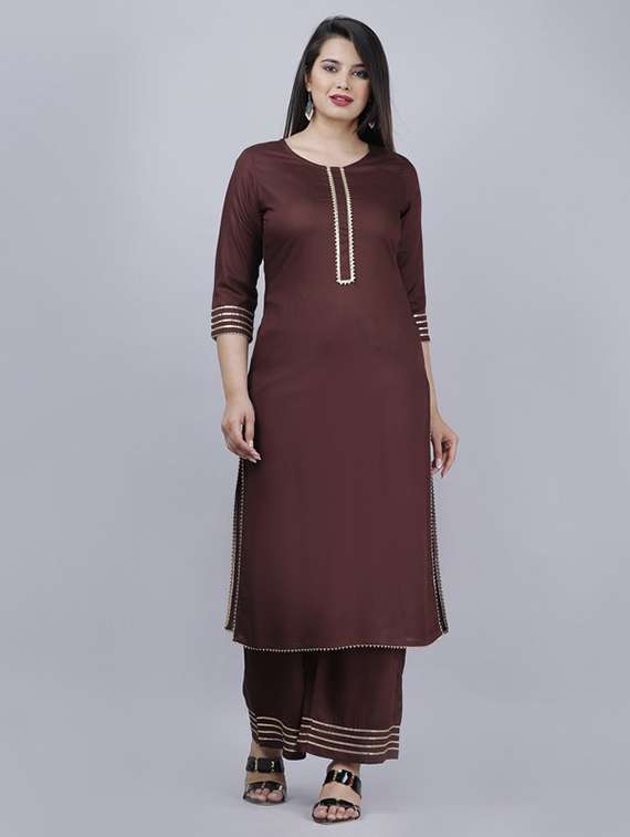 women three quarter sleeve straight kurta - 21393511 - Zoom Image - 0