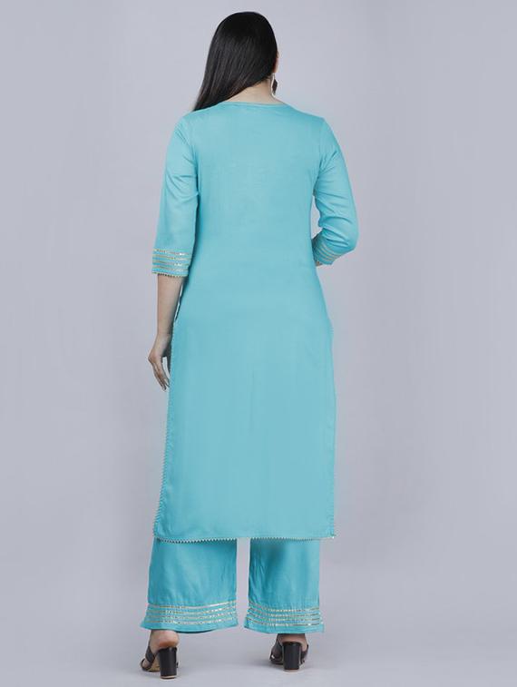 women three quarter sleeve kurta palazzo set - 21393513 - Standard Image - 1