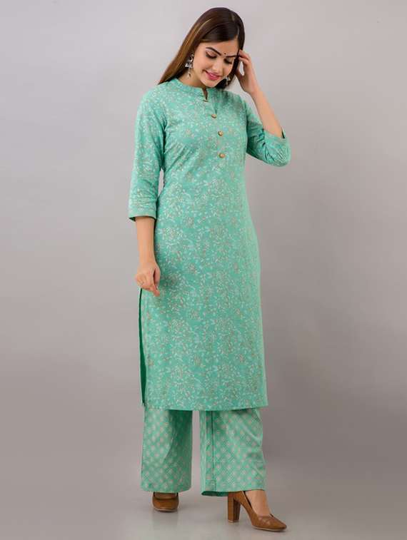 women three quarter sleeve kurta palazzo set  - 21393524 -  Standard Image - 1