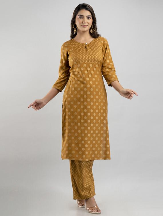 gold kurta palazzo set - 21393543 - Standard Image - 1