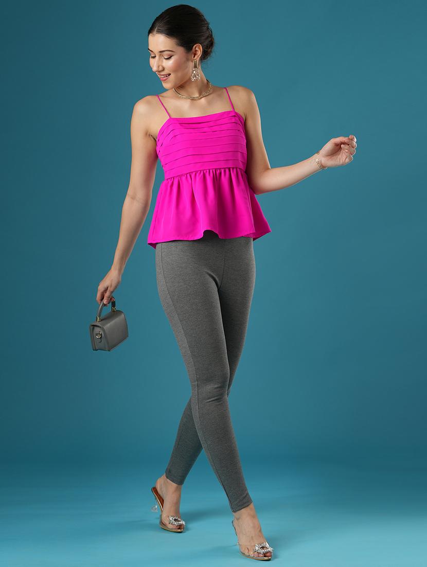 globus women anthra melange mid rise stretchable skinny fit workwear treggings - 21393562 - Standard Image - 4
