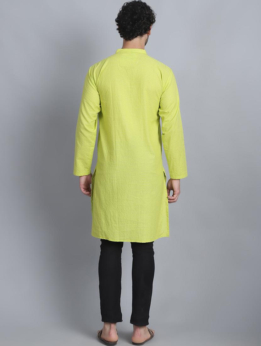 men mandarin neck striped long kurta - 21393731 - Standard Image - 4
