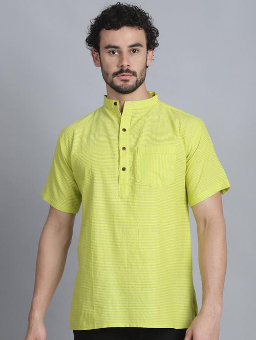 men mandarin neck striped short kurta - 21393732 -  Standard Image - 0