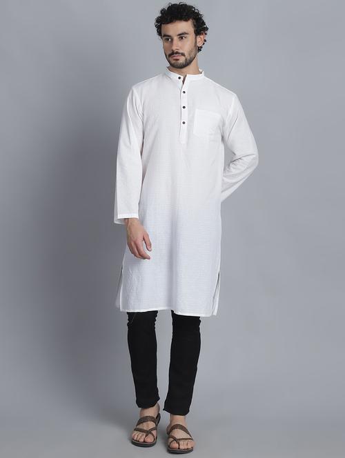 men mandarin neck striped long kurta - 21393733 - Standard Image - 0