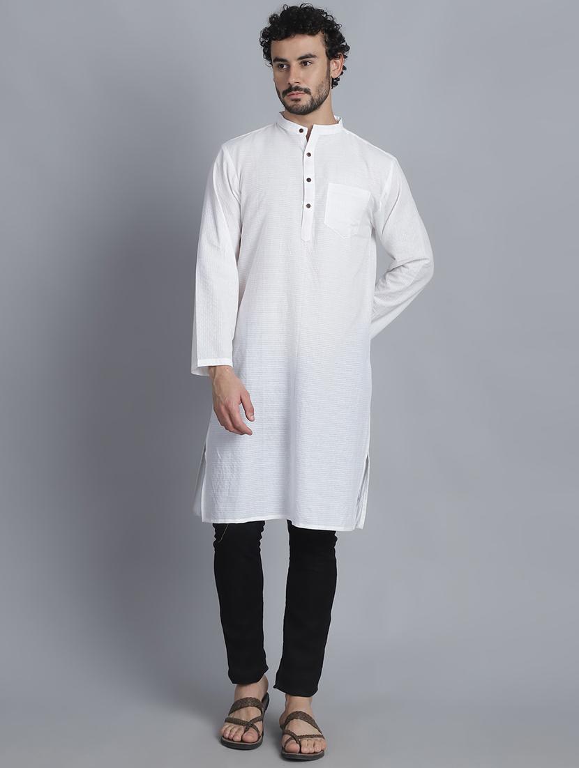 men mandarin neck striped long kurta - 21393733 - Zoom Image - 0