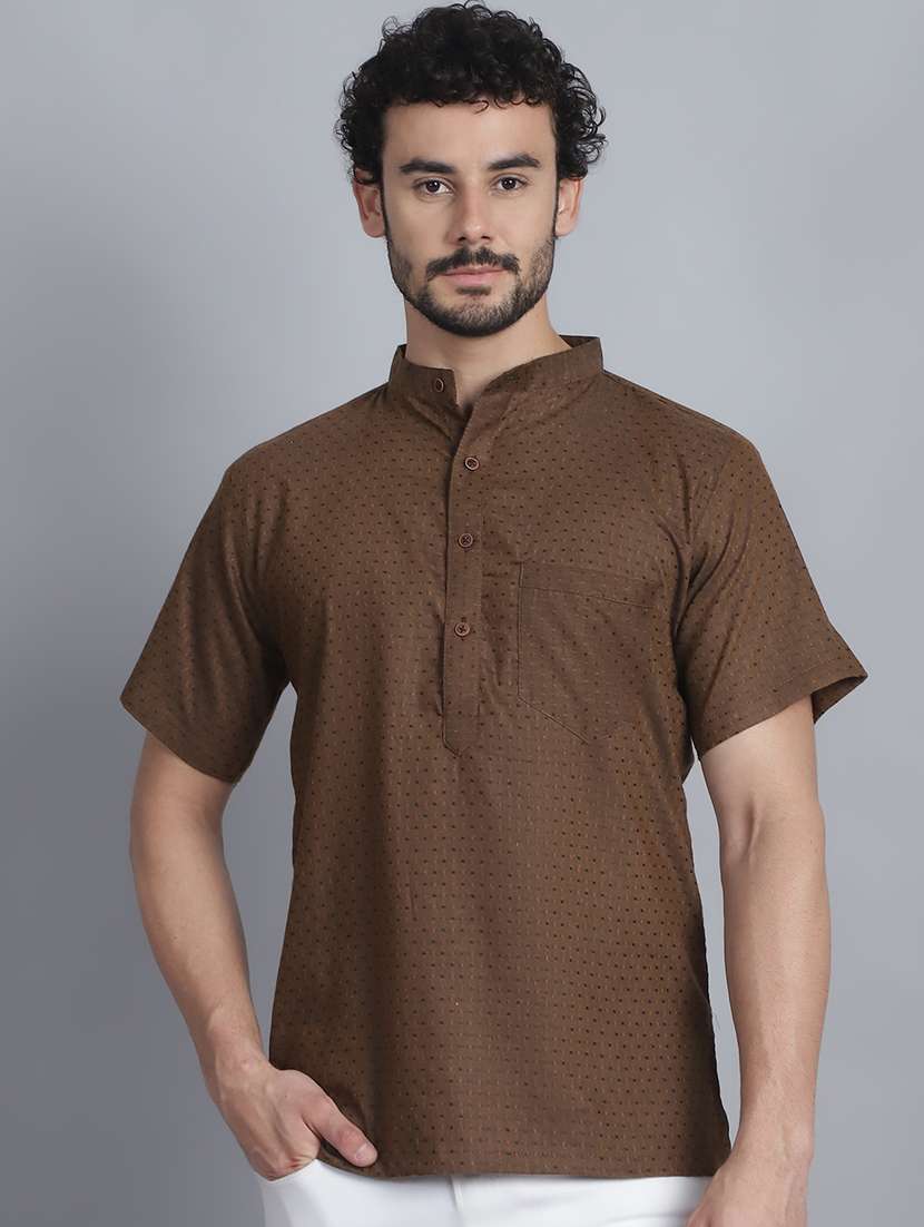 men mandarin neck printed short kurta - 21393736 - Zoom Image - 0