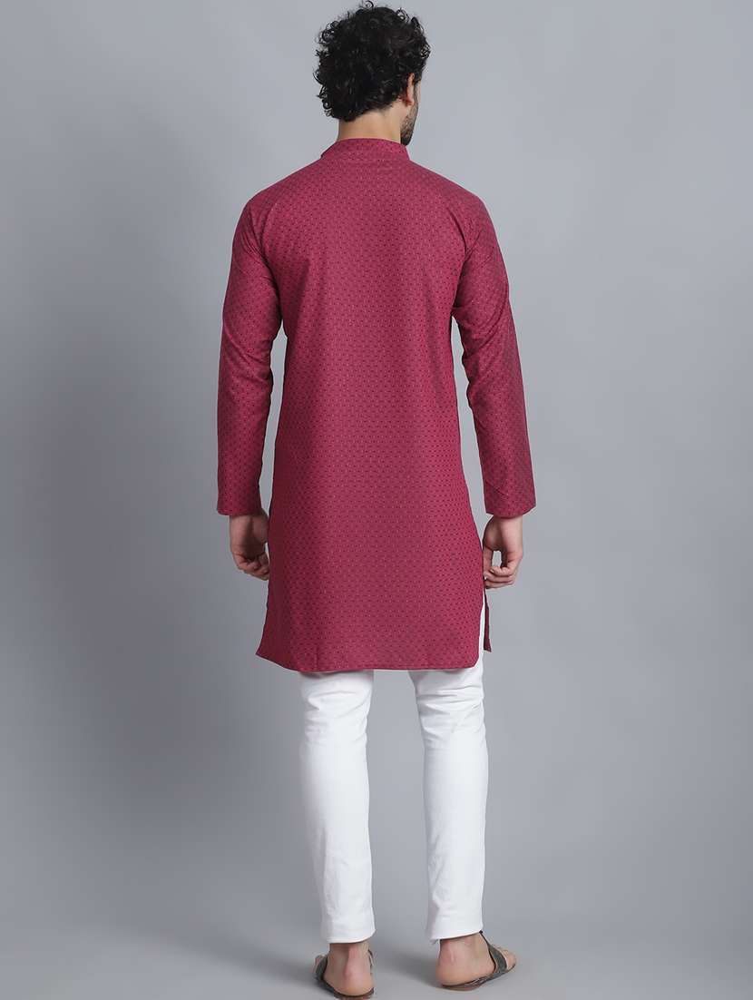 men self design mandarin neck long kurta - 21393741 -  Standard Image - 4