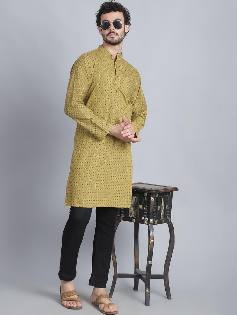 men mandarin neck printed long kurta - 21393747 -  Standard Image - 1