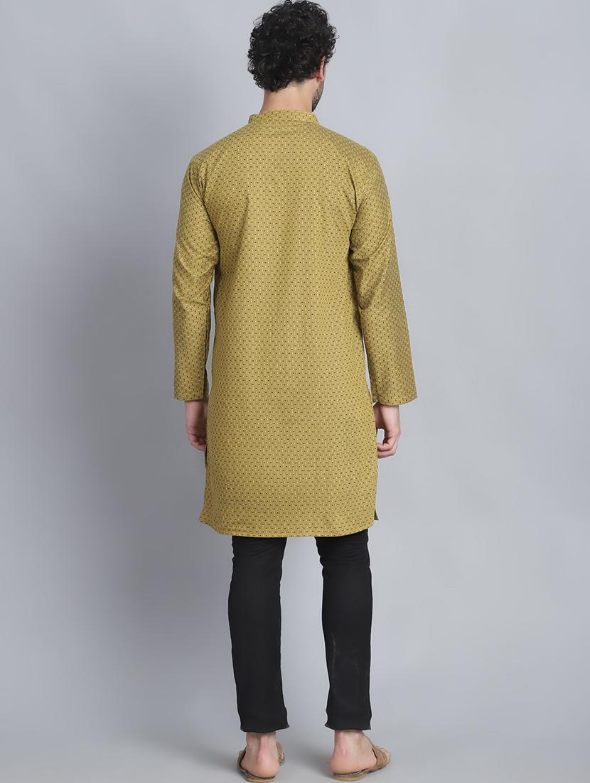 men mandarin neck printed long kurta - 21393747 - Standard Image - 4